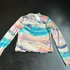 NWT mock neck multi colored girls shirt.